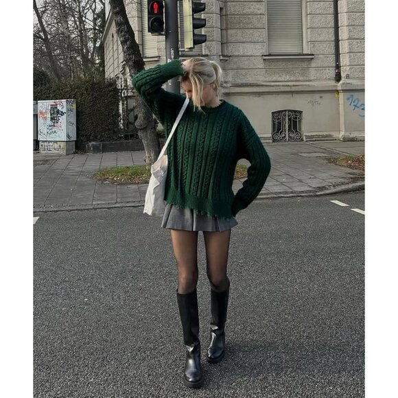 Cable Knit Sweater for Women Men Oversized Irish Casual Light Warm - Picture 2 of 6